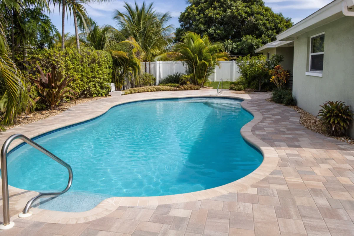 Cape Coral backyard pool surface after leak detection narrows the problem area